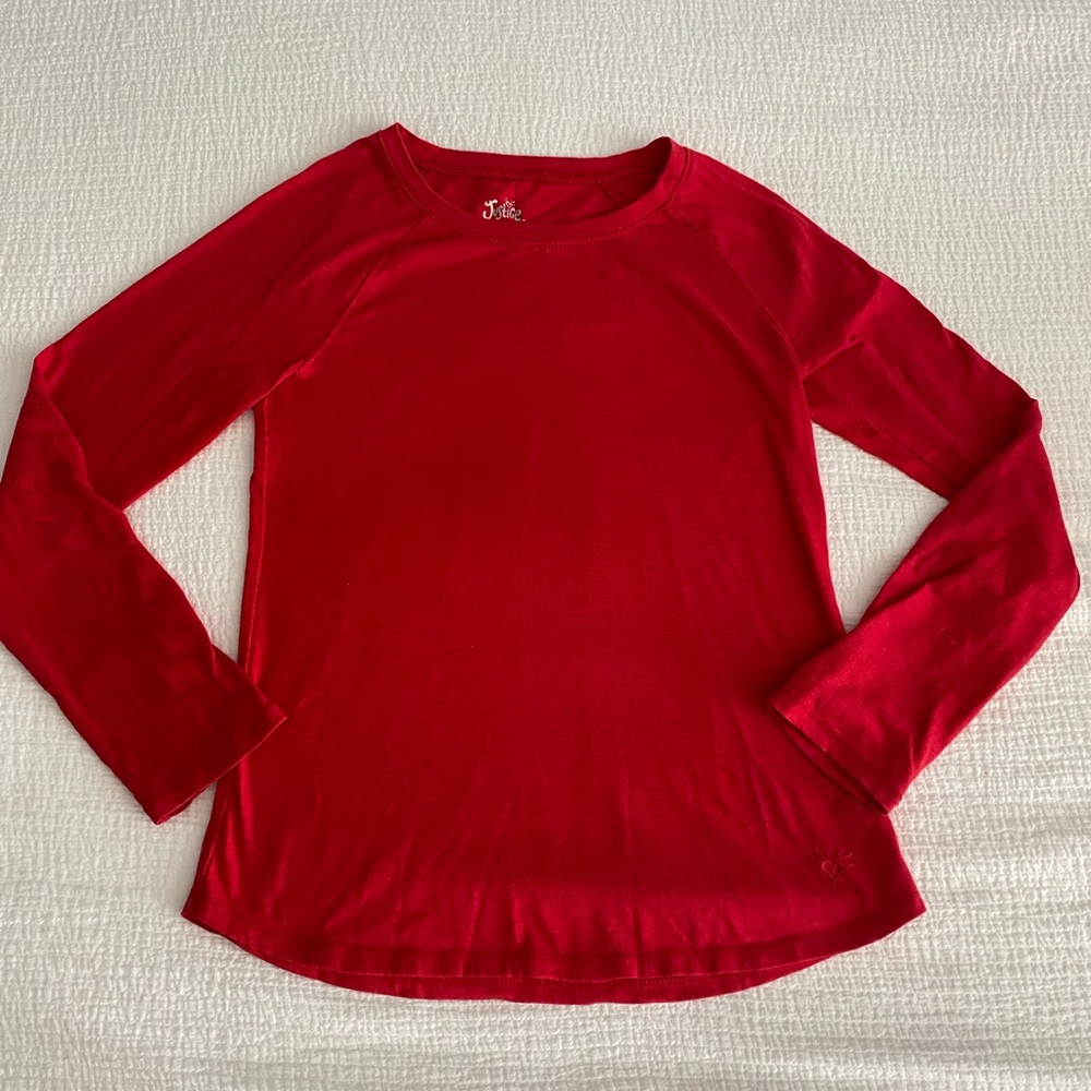 Justice long sleeve shirt. red. size 10